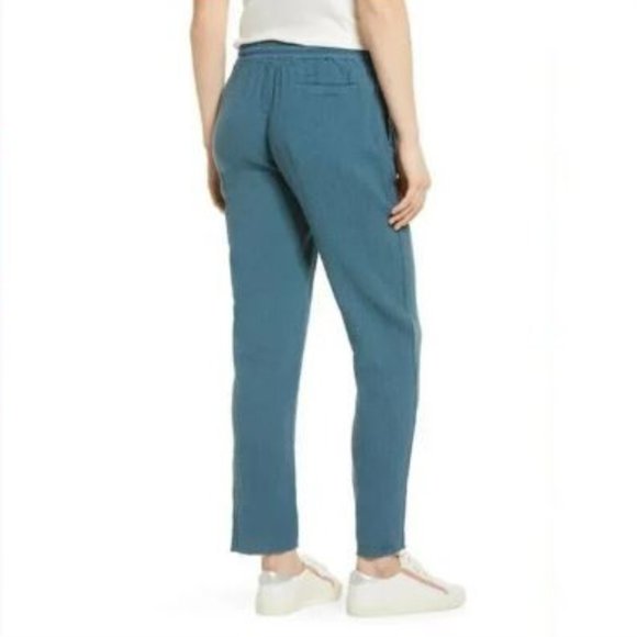 FAHERTY Organic COTTON TOPANGA Chambray Stormy Seas Drawstring Crop Pant! - Picture 2 of 3